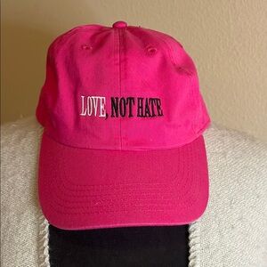 NWT Hot Pink 'Love Not Hate' Ball Cap Hat